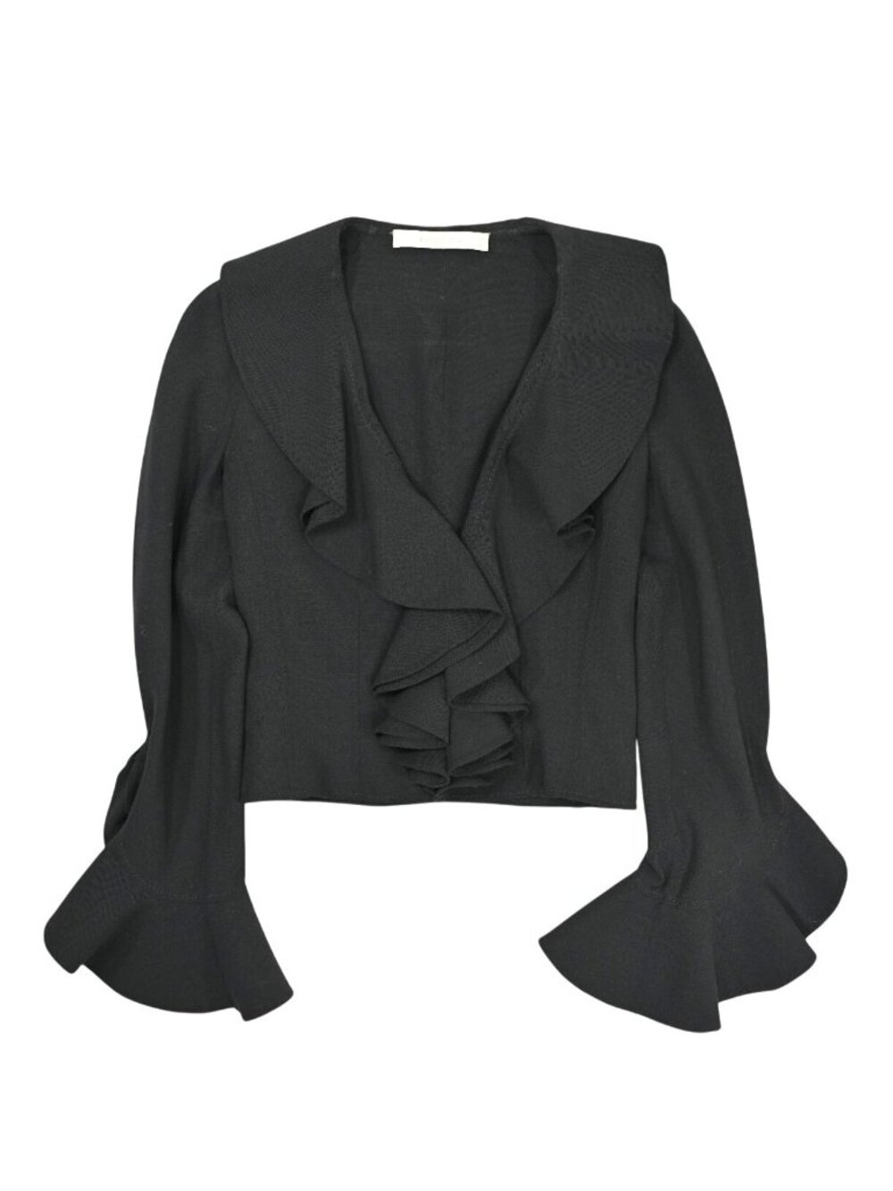 Vintage Valentino F/W 2006 Ruffle Trim Short Jacket in Black